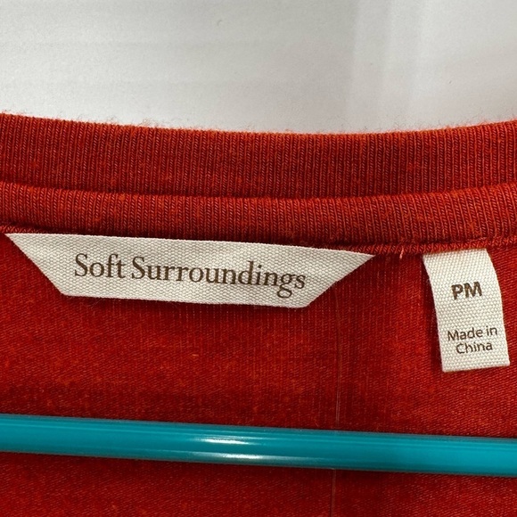 Soft Surroundings Knit V Neck Long Sleeve Red/Orange Top Women's Size Petite Med - Picture 7 of 7